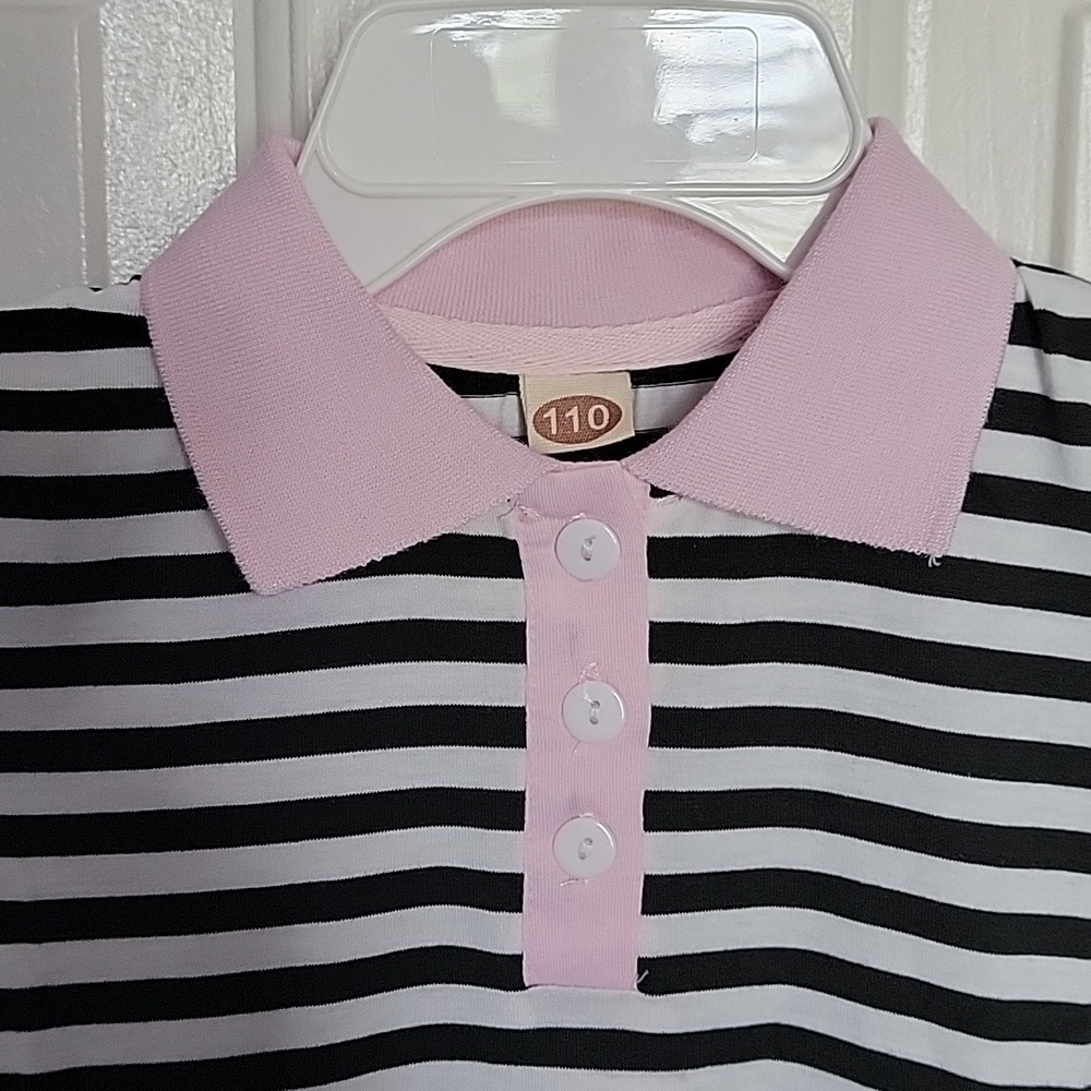 NWOT, Girls 4-5T short sleeved striped dress. - Picture 4 of 4